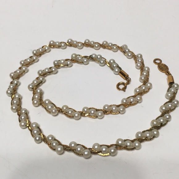 Napier Jewelry - NAPIER tiny pearls gold chain necklace